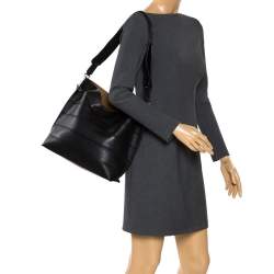 Loewe Black Leather Front Slit Hobo