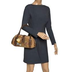 Pre Owned حقيبة لويفي الذكرى السنوية 160 جلد وسويدى شارة بنية