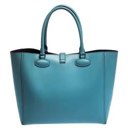 Pre Owned حقيبة يد لويفي ليو جلد شعار مخرمة زرقاء فاتحة