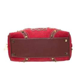 Pre Owned Loewe Red/Brown Suede and Leather Amazona 28 Satchel
