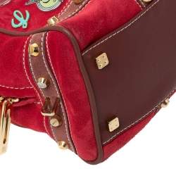Pre Owned Loewe Red/Brown Suede and Leather Amazona 28 Satchel