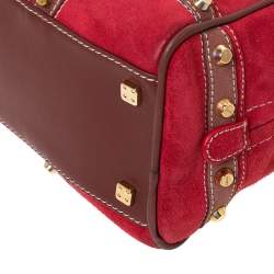 Pre Owned Loewe Red/Brown Suede and Leather Amazona 28 Satchel