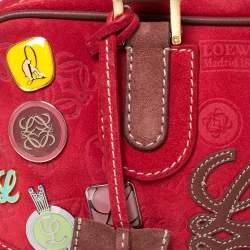 Pre Owned Loewe Red/Brown Suede and Leather Amazona 28 Satchel