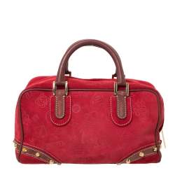 Pre Owned Loewe Red/Brown Suede and Leather Amazona 28 Satchel