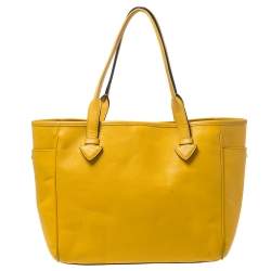 Pre Owned Loewe Yellow Leather Shopper Tote