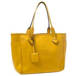 Pre Owned Loewe Yellow Leather Shopper Tote