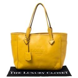 Pre Owned Loewe Yellow Leather Shopper Tote