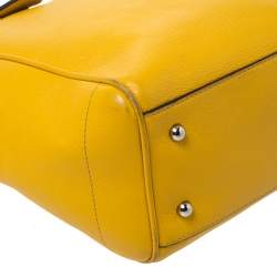 Pre Owned Loewe Yellow Leather Shopper Tote