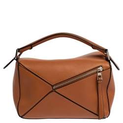Pre Owned Loewe Brown Leather Small Puzzle Shoulder Bag