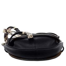 مملوكة مسبقًا Loewe Black Leather and Python Gate Crossbody Bag