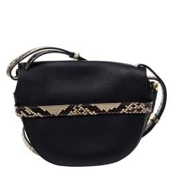 Loewe Black Leather and Python Gate Crossbody Bag