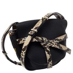 مملوكة مسبقًا Loewe Black Leather and Python Gate Crossbody Bag