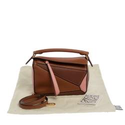 Pre Owned Loewe Tri Color Leather Mini Puzzle Shoulder Bag