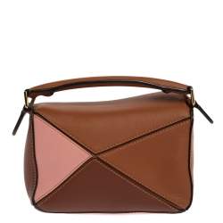 Pre Owned Loewe Tri Color Leather Mini Puzzle Shoulder Bag