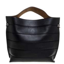 Loewe Black Leather Front Slit Hobo