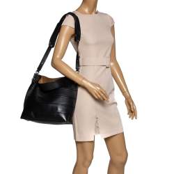 Loewe Black Leather Front Slit Hobo
