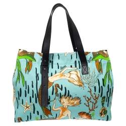 مملوكة مسبقًا Loewe x Paula's Multicolor Ibiza Mermaid Canvas and Leather Tote 