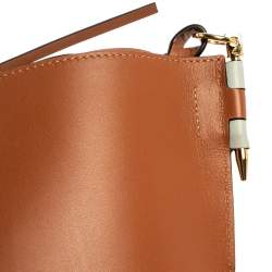Pre Owned Loewe White/Brown Leather Gate Anagram Bucket Bag