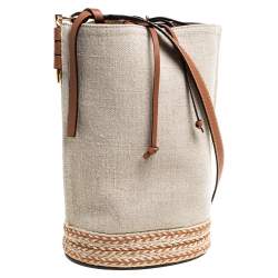 Pre Owned Loewe Beige/Camel Leather Gate Bucket Bag