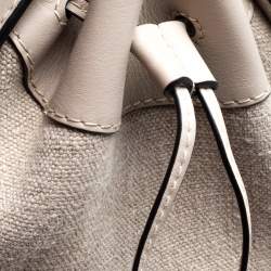 Loewe Ivory Canvas and Leather Mini Hammock Drawstring Bag