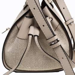 Loewe Ivory Canvas and Leather Mini Hammock Drawstring Bag