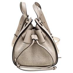 Loewe Ivory Canvas and Leather Mini Hammock Drawstring Bag