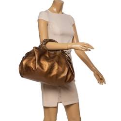 Pre Owned Loewe Metallic Brown Leather Aire Hobo