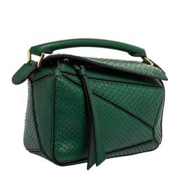 Pre Owned حقيبة ساتشيل لويفي بازل صغيرة جلد ثعبان أخضر 