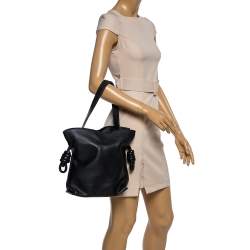 Loewe Black Leather Flamenco Knot Hobo