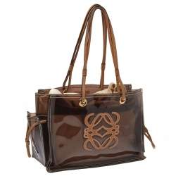 مملوكة مسبقًا حقيبة يد لويفي امازونا بلاستيك مشمع و جلد بني