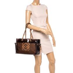 مملوكة مسبقًا حقيبة يد لويفي امازونا بلاستيك مشمع و جلد بني