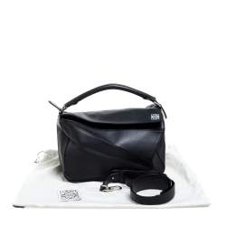 Loewe Black Leather Medium Puzzle Top Handle Bag