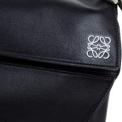 Loewe Black Leather Medium Puzzle Top Handle Bag