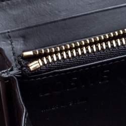 Pre Owned Loewe Black Monogram Embossed Leather Zip Around Wallet