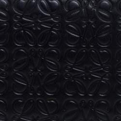 Pre Owned Loewe Black Monogram Embossed Leather Zip Around Wallet