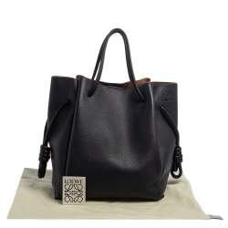 مملوكة مسبقًا Loewe Midnight Blue/Black Leather  Flamenco Knot Tote