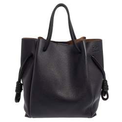 مملوكة مسبقًا Loewe Midnight Blue/Black Leather  Flamenco Knot Tote