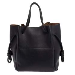 مملوكة مسبقًا Loewe Midnight Blue/Black Leather  Flamenco Knot Tote