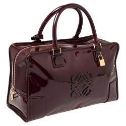 مملوكة مسبقًا Loewe Burgundy Patent Leather Amazona Satchel