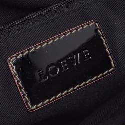 Pre Owned Loewe Dark Brown/Pink Anagram PVC and Patent Leather Flap Shoulder Bag