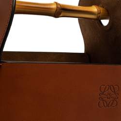 Pre Owned Loewe Brown Leather Bamboo Bucket Bag