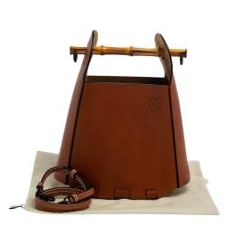 Pre Owned Loewe Brown Leather Bamboo Bucket Bag