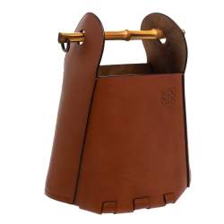 Pre Owned Loewe Brown Leather Bamboo Bucket Bag
