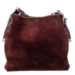 Pre Owned Loewe Burgundy Suede Crossbody Bag
