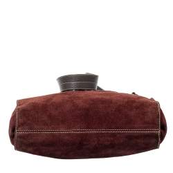 Pre Owned Loewe Burgundy Suede Crossbody Bag
