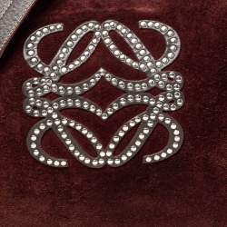 Pre Owned Loewe Burgundy Suede Crossbody Bag