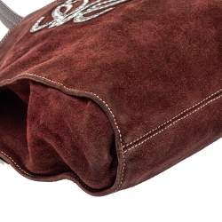 Pre Owned Loewe Burgundy Suede Crossbody Bag