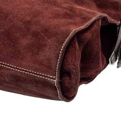 Pre Owned Loewe Burgundy Suede Crossbody Bag
