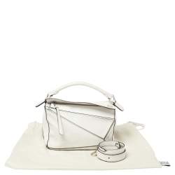 Loewe White Leather Small Puzzle Shoulder Bag