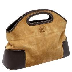 Pre Owned Loewe Tan/Brown Suede and Leather Cut Out Tote